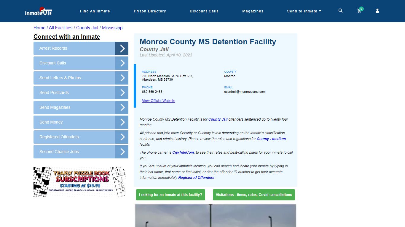 Monroe County MS Detention Facility - Inmate Locator - Aberdeen, MS