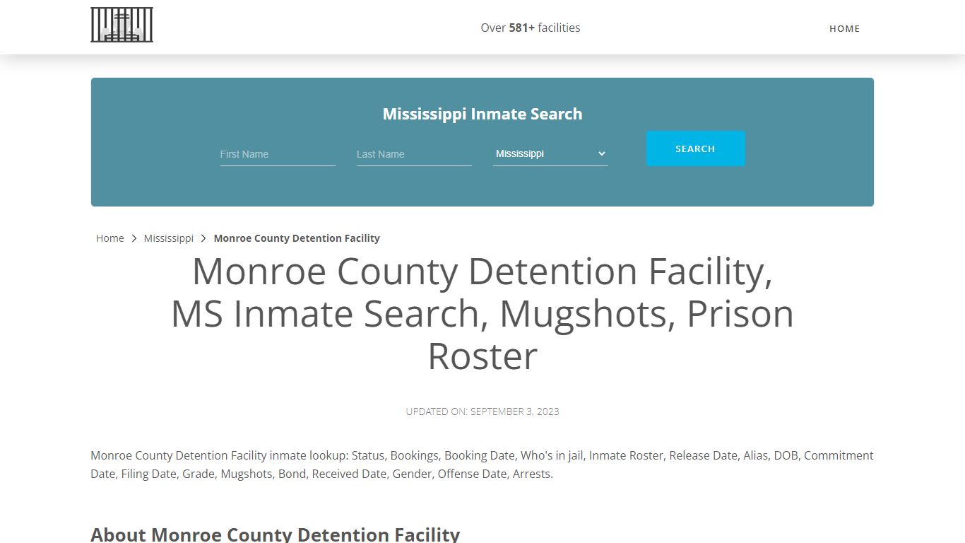 Monroe County Detention Facility, MS Inmate Search, Mugshots, Prison ...